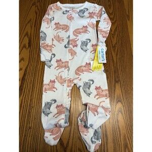 Carter's Child of Mine Cats with heart glasses Footed Pajamas  Sz 24 mos.  New